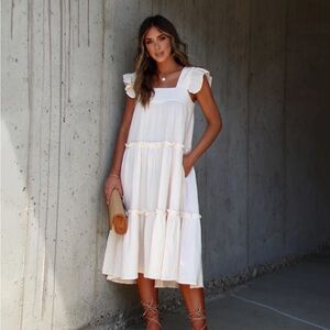 Mavien Ruffle Tiered Midi Dress - Vici